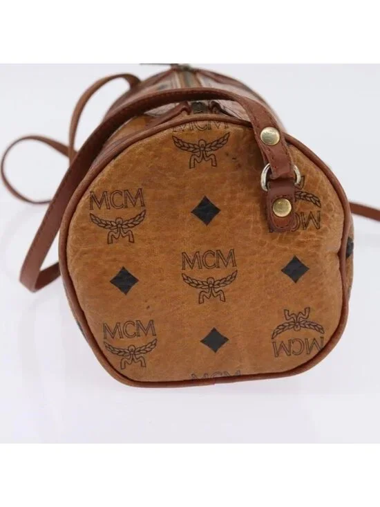 Authentic MCM Logogram Vicetos Shoulder Bag PVC Leather Brown - Picture 10 of 16
